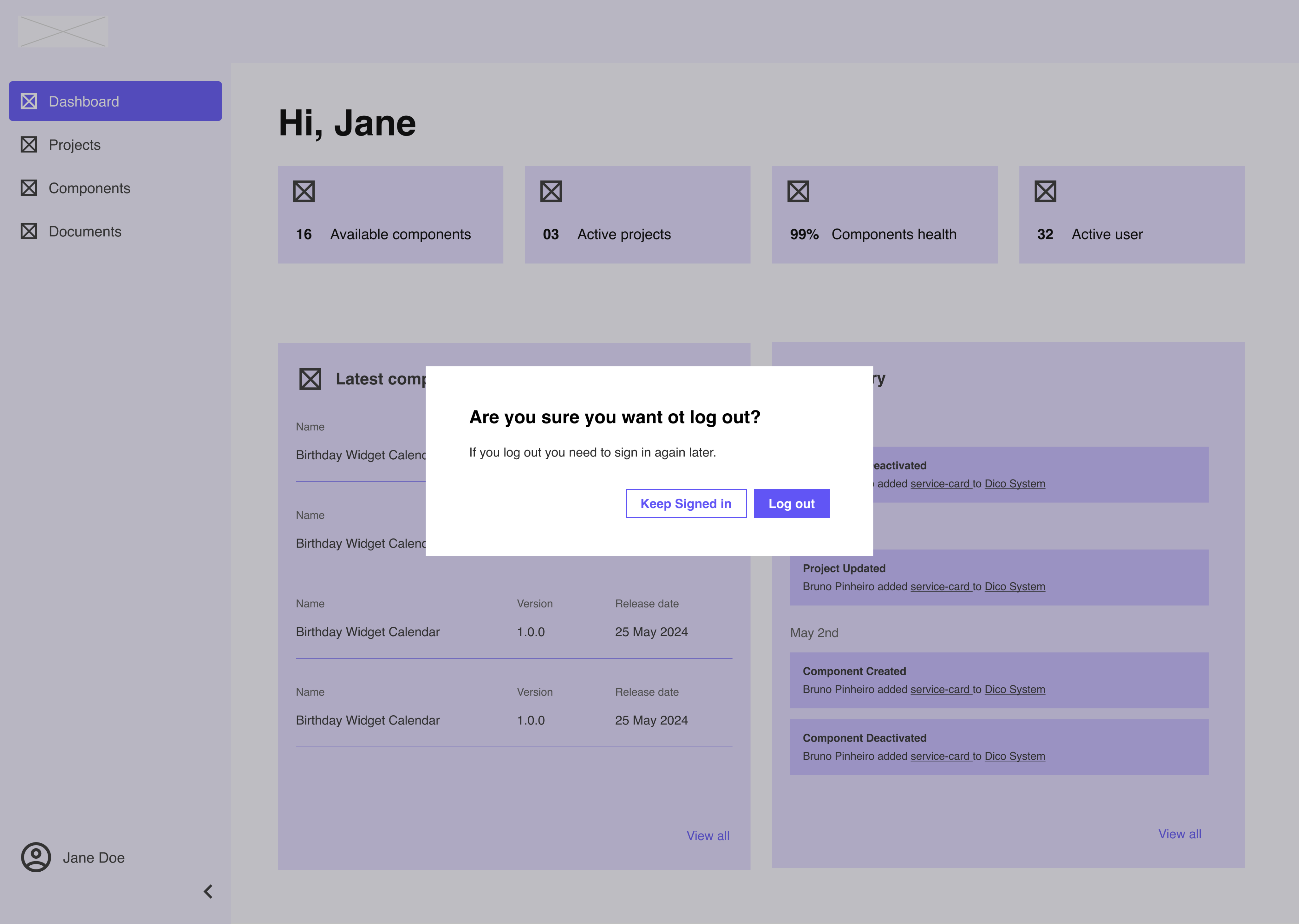 Project wireframes