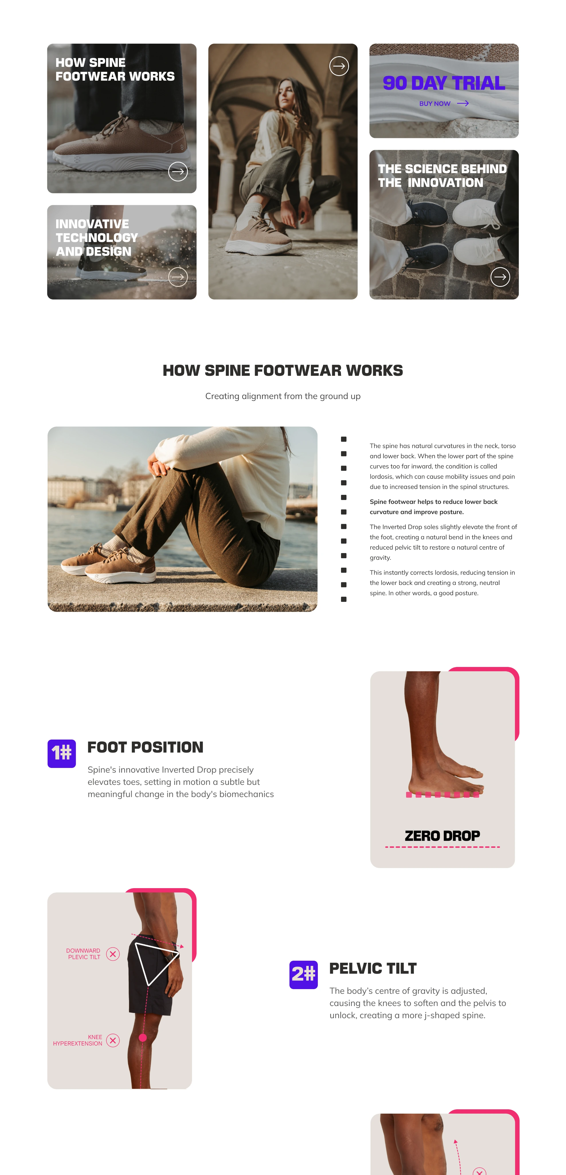 Second Spine homepage iteration exploring photography, product information and shopping sections
